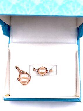 MAUI DIVERS PEARL, ROSE GOLD PENDANT & RING SET